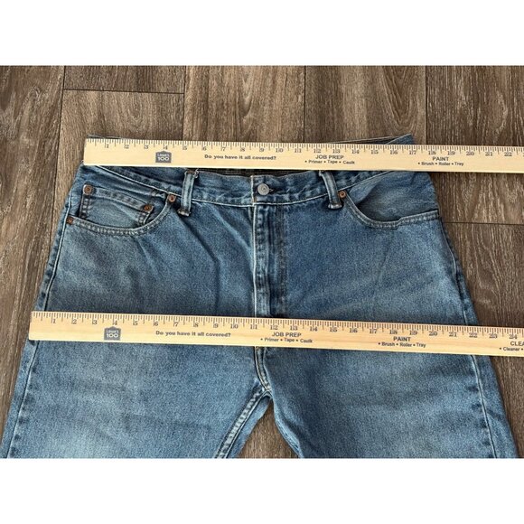 LEVI'S 505 STRAIGHT FIT MENS DENIM BLUE JEANS SIZE 36X34 TALL-LONG 100% COTTON - Picture 3 of 10